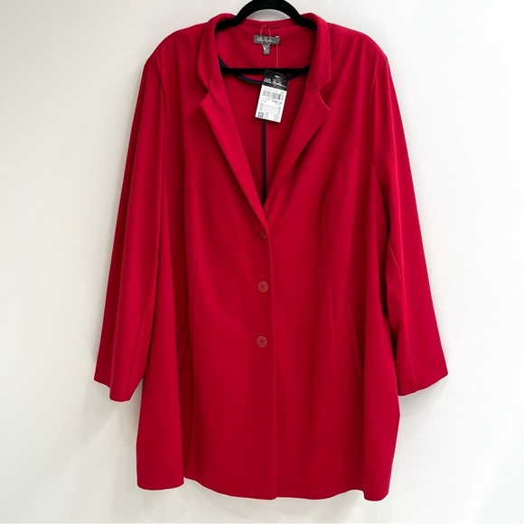 Ulla Popken red stretch blazer two button plus size 26 - Picture 1 of 8